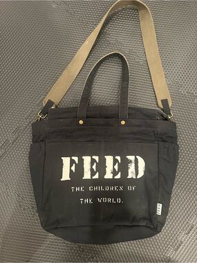 FEED Black Crossbody Tote Bag